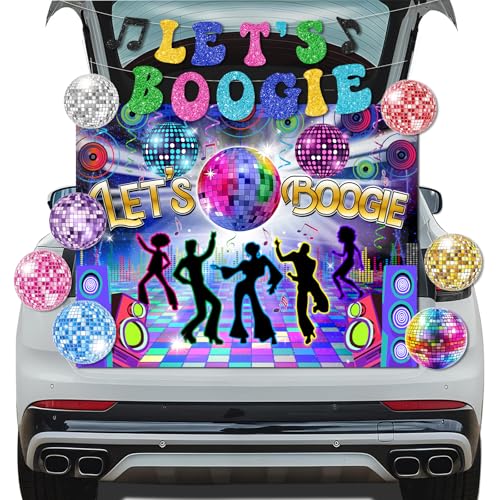 Halloween Trunk or Treat Auto Dekoration Kit, 70er Jahre Let's Boogie Disco Ball Hängende Wirbel Banner Fotografie Party Supplies für Halloween Outdoor 70er Jahre Disco Party Dekoration von Dydamud