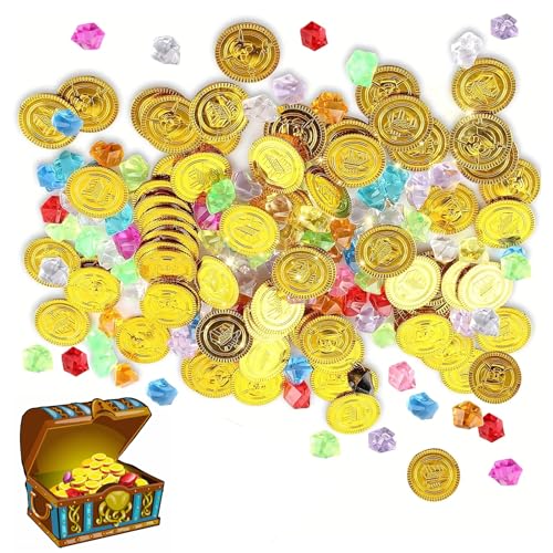 Dyiouxin Piratenschatz,100 Stück Piraten Goldmünzen,Goldmünzen Spielzeug,50 Goldmünzen & 50 Edelsteine,Piratenparty Mitgebsel,Schatzsuche Kindergeburtstag Dyiouxin Piratenschatz,100 Stück Piraten Goldmünzen,Goldmünzen Spielzeug,50 Goldmünzen & 50 Edelsteine,Piratenparty Mitgebsel,Schatzsuche Kindergeburtstag von Dyiouxin