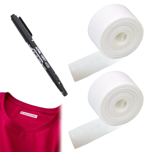 Namensschilder für Kleidung,Textiletiketten Selbstklebend,6 metre Bügeletiketten,Wäscheetiketten Selbstklebend,mit Schwarzem Stift, für Schulen,Kindergärten und Wohnungen von Dyiouxin