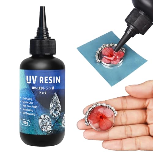 UV Resin,UV Kleber,100g UV-Harz,Epoxidharz Zubehör,Keine Vergilbung,Kristallklar, DIY Kunst Anhänger,Ohrringe,Armbänder,Halsketten,Handwerk,Schnellste Aushärtung von Dyiouxin