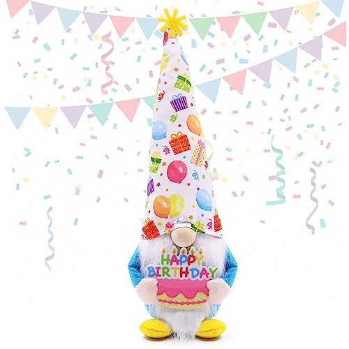 Dylayos Happy Birthday Zwerg aus Plüsch, 33 cm, handgefertigt, für Geburtstagsparty-Dekorationen, niedliches abgestuftes Tablett-Dekor, Geschenk für Frauen, Männer, Kinder, Mutter, Oma von Dylayos