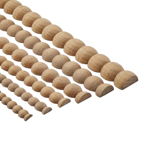 Dylrauoza Unlackierte Holzperlenbesatz, dekorative halbrunde Perlenformen, 400 mm x 14 mm (L x Durchmesser), einfach zu bemalen, DIY-Sets für Wand, Schrank, Regal, Tisch, Fenster und Tür, 30 Stück von Dylrauoza