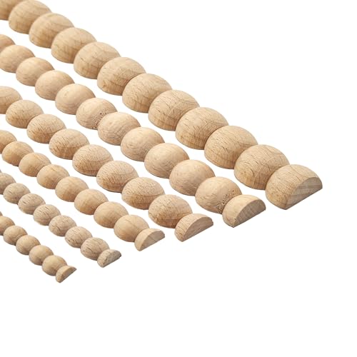 Dylrauoza Unlackierte Holzperlenbesatz, dekorative halbrunde Perlenformen, 400 mm x 20 mm (L x Durchmesser), einfach zu bemalende DIY-Sets für Wand, Schrank, Regal, Tisch, Fenster und Tür, 15 Stück von Dylrauoza