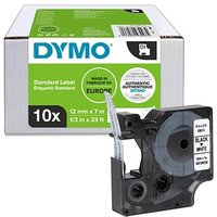 10 DYMO Schriftbänder D1 45013 2093097, 12 mm schwarz auf weiß von Dymo