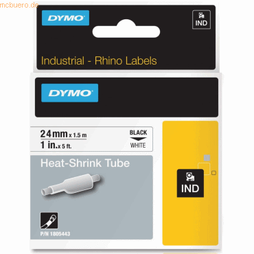 Dymo Schriftbandkassette Heißschrumpfschlauch 1,5mx24mm schwarz/weiß von Dymo