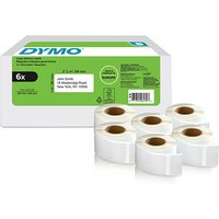 DYMO Endlosetikettenrolle für Etikettendrucker weiß, 54,0 x 25,0 mm, 6 x 500 Etiketten von Dymo