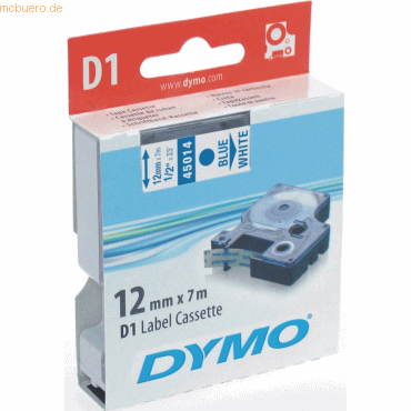 Dymo Etikettenband Dymo D1 12mm/7m blau/weiß von Dymo