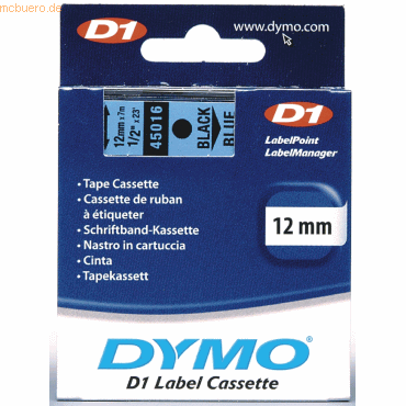 Dymo Etikettenband Dymo D1 12mm/7m schwarz/blau von Dymo