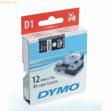 Dymo Etikettenband Dymo D1 12mm/7m weiß/schwarz von Dymo