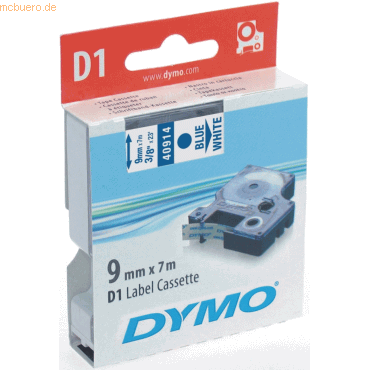 Dymo Etikettenband Dymo D1 9mm/7m blau/weiß von Dymo