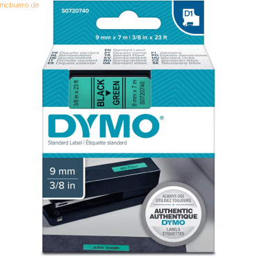 Dymo Etikettenband Dymo D1 9mm/7m schwarz/grün von Dymo