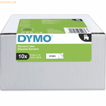 Dymo Etikettenband Dymo D1 9mm/7m schwarz/weiß Vorteilspack VE=10 Stüc von Dymo