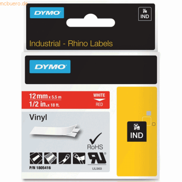 Dymo Schriftbandkassette PVC 5,5mx12mm schwarz/gelb von Dymo