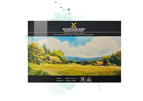 Premium Aquarellblock 300g/m² I 25 Seiten I Archivierbare Qualität I Perfekte Vielseitigkeit für lebendige Kunstwerke I Ideal für Aquarell, Gouache, Tempera & Acryl (A3) von DynamiX