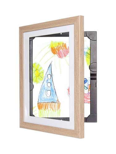 My Little DaVinci Holz-Bilderrahmen für 50 Bilder – Original patentierte A3- und A4-Fotorahmen mit Frontöffnung – Präsentieren oder hängen Sie die Kunstwerke Ihrer Kinder auf (Natürlich A3) von Dynamic Frames