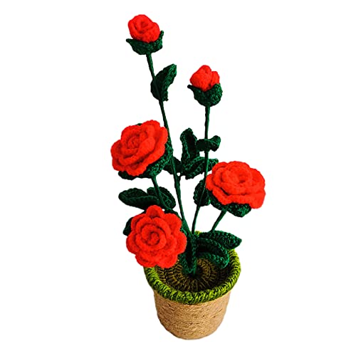 Dysetcs Handgefertigte gestrickte Häkelblumen, Wolle, Häkelblumen, Rosen, Innenbereich, Frühling, Bauernhaus, Vasen, Dekoration für Zuhause, Küche, Büro, Tischdekoration, 5 Rosen Dysetcs Handgefertigte gestrickte Häkelblumen, Wolle, Häkelblumen, Rosen, Innenbereich, Frühling, Bauernhaus, Vasen, Dekoration für Zuhause, Küche, Büro, Tischdekoration, 5 Rosen von Dysetcs