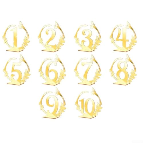 Sleek & Modern Tischnummernschilder aus transparentem Acryl, für alle Feiern, 10 Stück (Gold) von DystopiaWorld