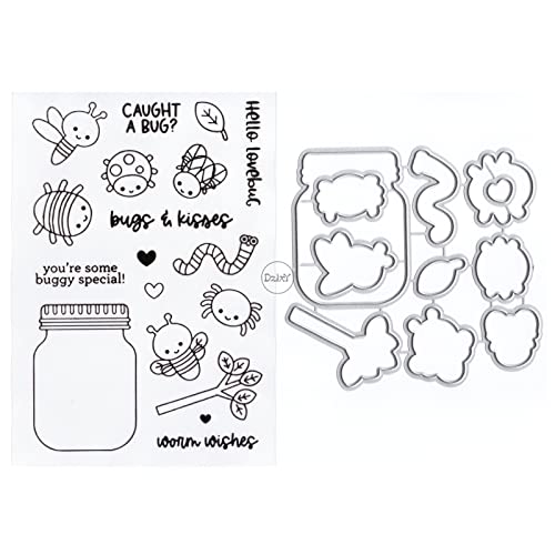 DzIxY Bienenflasche transparente Stempel und Metall-Stanzformen-Sets für Kartenherstellung, Scrapbooking, Papierbedarf, Dichtungen, Aufbewahrungstaschen von DzIxY