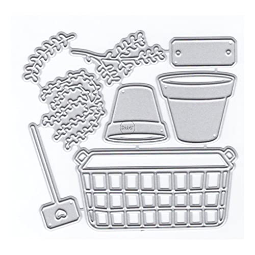 DzIxY Blatt-Blumentopf-Metall-Stanzformen für klare Stempel und Metall-Stanzformen-Sets für Kartenherstellung, Scrapbooking, Papierbedarf, Dichtungen, Aufbewahrungstaschen von DzIxY