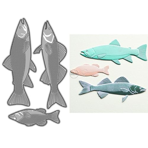 DzIxY Drei Fische Metall Stanzformen für Kartenherstellung Kit Prägepapier Stanzformen Scrapbook Maschine Schablonen Lagerung Taschen Liefert von DzIxY