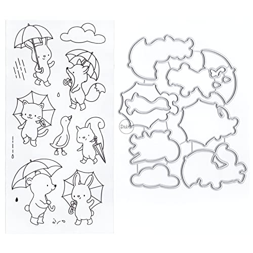 DzIxY Eichhörnchen-Kaninchen-Regenschirm, transparente Stempel und Metall-Stanzformen-Sets für Kartenherstellung, Scrapbooking, Papierkunst, Bastelset, Zubehör, Silikonversiegelungen, Stempeln für DzIxY Eichhörnchen-Kaninchen-Regenschirm, transparente Stempel und Metall-Stanzformen-Sets für Kartenherstellung, Scrapbooking, Papierkunst, Bastelset, Zubehör, Silikonversiegelungen, Stempeln für von DzIxY