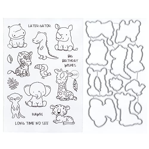 DzIxY Elefanten-Dinosaurier-Stempel und Metall-Stanzformen-Sets für Kartenherstellung, Scrapbooking, Papierbedarf, Silikon-Dichtungen, Aufbewahrungstaschen DzIxY Elefanten-Dinosaurier-Stempel und Metall-Stanzformen-Sets für Kartenherstellung, Scrapbooking, Papierbedarf, Silikon-Dichtungen, Aufbewahrungstaschen von DzIxY