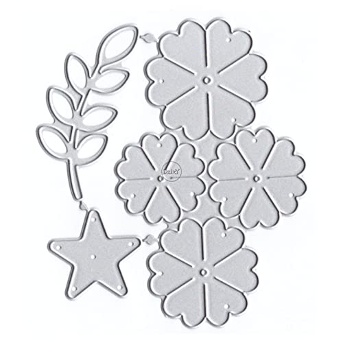 DzIxY Flowers Stars Metall-Stanzformen für klare Stempel und Metall-Stanzformen-Sets für Kartenherstellung, Scrapbooking, Papierbedarf, Dichtungen, Aufbewahrungstaschen von DzIxY