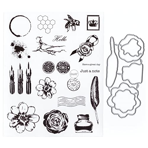 DzIxY Füllfederhalter, Blumen, transparente Stempel und Metall-Stanzformen, Sets für Kartenherstellung, Scrapbooking, Papierbedarf, Dichtungen, Aufbewahrungstaschen DzIxY Füllfederhalter, Blumen, transparente Stempel und Metall-Stanzformen, Sets für Kartenherstellung, Scrapbooking, Papierbedarf, Dichtungen, Aufbewahrungstaschen von DzIxY