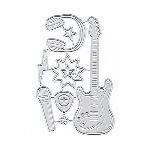 DzIxY Gitarre Kopfhörer Metall Stanzformen für Kartenherstellung Kit Prägung Papier Stanzen Scrapbook Maschine Schablonen Lagerung Taschen Liefert von DzIxY