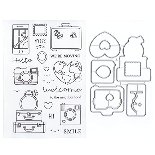 DzIxY Kamera-Koffer, transparente Stempel und Metall-Stanzformen-Sets für Kartenherstellung, Scrapbooking, Papierkunst, Bastelset, Zubehör, transparente Silikon-Dichtungen, Stempeln für von DzIxY