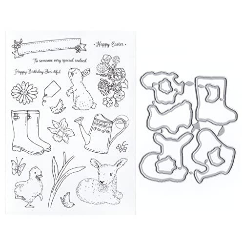 DzIxY Kaninchen-Blumen-Wasserkocher, transparente Stempel und Metall-Stanzformen-Sets für Kartenherstellung, Scrapbooking, Papierbedarf, Dichtungen, Aufbewahrungstaschen DzIxY Kaninchen-Blumen-Wasserkocher, transparente Stempel und Metall-Stanzformen-Sets für Kartenherstellung, Scrapbooking, Papierbedarf, Dichtungen, Aufbewahrungstaschen von DzIxY
