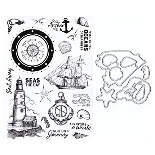DzIxY Leuchtturm Ferry transparente Stempel und Metall-Stanzformen-Set für Kartenherstellung, Scrapbooking, Papierbedarf, Versiegelungen und Aufbewahrungstaschen von DzIxY