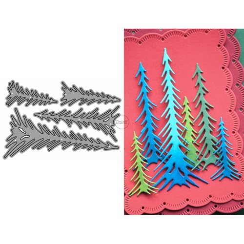 DzIxY Metall-Stanzformen für Kartenherstellung, Stanzschablonen-Set mit Kiefernbäumen, Stanzschablonen, Stanzschablonen, 4 Stück DzIxY Metall-Stanzformen für Kartenherstellung, Stanzschablonen-Set mit Kiefernbäumen, Stanzschablonen, Stanzschablonen, 4 Stück von DzIxY