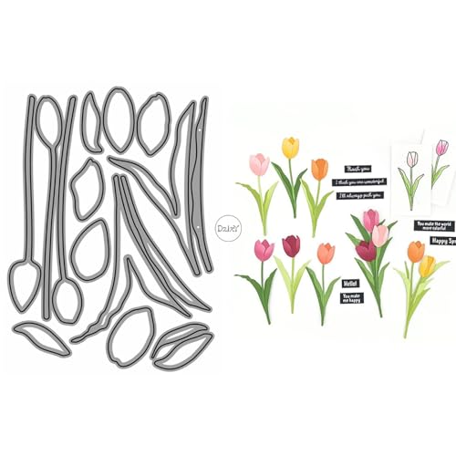 DzIxY Metall-Stanzformen für Patchwork-Tulpen und Blumen, für Kartenherstellung, Prägepapier, Stanzformen, Scrapbooking, Maschinen, Schablonen, Aufbewahrungstaschen, Zubehör von DzIxY