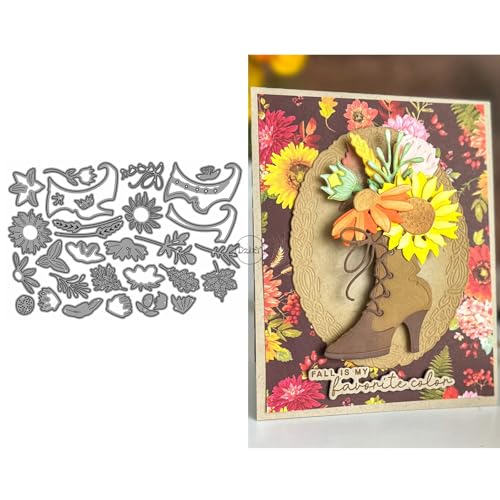 DzIxY Metall-Stanzformen mit Stiefeln, Sonnenblumen, Blättern, für Kartenherstellung, Prägepapier, Stanzformen, Scrapbooking, Maschinen, Schablonen, Aufbewahrungstaschen, Zubehör DzIxY Metall-Stanzformen mit Stiefeln, Sonnenblumen, Blättern, für Kartenherstellung, Prägepapier, Stanzformen, Scrapbooking, Maschinen, Schablonen, Aufbewahrungstaschen, Zubehör von DzIxY