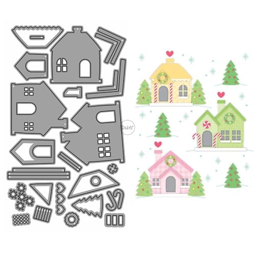 DzIxY Metall-Stanzschablonen für Kartenherstellung, Weihnachtsbaum, Prägepapier, Stanzform-Set, Scrapbook-Schablonen, Zubehör, Maschinenvorlagen von DzIxY