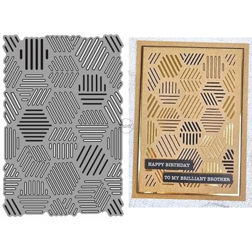 DzIxY Metall-Stanzschablonen mit geometrischem Hintergrund für Kartenherstellung, Prägepapier, Stanzform-Set, Scrapbook-Schablonen, Zubehör, Maschinenvorlagen von DzIxY