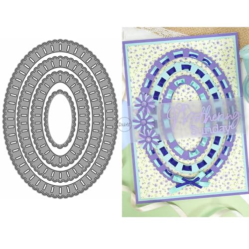 DzIxY Ovale Metall-Stanzformen für Kartenherstellung, Prägepapier-Stanz-Set, Scrapbook-Schablonen, Zubehör, Maschinenvorlagen von DzIxY