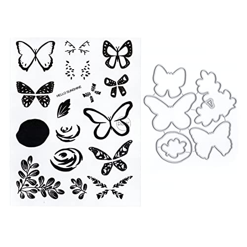 DzIxY Schmetterlingsblätter, transparente Stempel und Metall-Stanzformen-Sets für Kartenherstellung, Scrapbooking, Papierkunst, Bastelset, Zubehör, Silikonversiegelungen, Stempeln für DzIxY Schmetterlingsblätter, transparente Stempel und Metall-Stanzformen-Sets für Kartenherstellung, Scrapbooking, Papierkunst, Bastelset, Zubehör, Silikonversiegelungen, Stempeln für von DzIxY