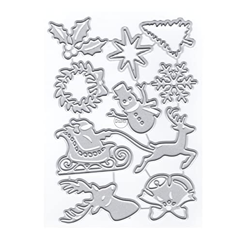 DzIxY Schöner Hirschschlitten Schneemann Metall-Stanzformen für Kartenherstellung, Prägepapier, Stanzformen, Sammelalbum, Maschinenschablonen, Aufbewahrungstaschen, Zubehör DzIxY Schöner Hirschschlitten Schneemann Metall-Stanzformen für Kartenherstellung, Prägepapier, Stanzformen, Sammelalbum, Maschinenschablonen, Aufbewahrungstaschen, Zubehör von DzIxY