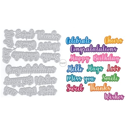 DzIxY Shadow English Words Metall Stanzformen für Kartenherstellung Kit Prägepapier Stanzformen Sets Scrapbooking Maschine Schablonen Aufbewahrungstaschen Zubehör von DzIxY