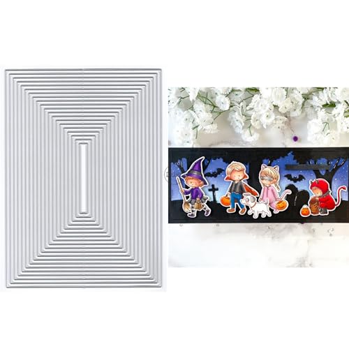 DzIxY Metall-Stanzformen mit überlappender rechteckiger Bordüre für Kartenherstellung, Prägepapier, Stanzformen, Sets, Scrapbooking, Maschinenschablonen, Aufbewahrungstaschen von DzIxY