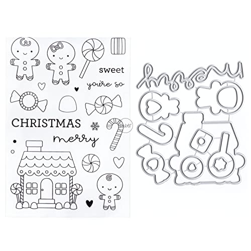 DzIxY Weihnachts-Süßigkeiten-Stempel und Metall-Stanzformen-Sets für Kartenherstellung, Scrapbooking, Papierbedarf, Dichtungen, Aufbewahrungstaschen von DzIxY