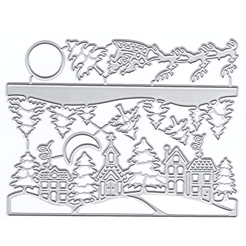 DzIxY Metall-Stanzformen mit Weihnachtsbaum, Hirsch, für Kartenherstellung, Prägepapier, Stanzformen, Scrapbooking, Maschinen, Schablonen, Aufbewahrungstaschen, Zubehör von DzIxY