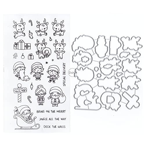 DzIxY Weihnachtsmann, Hirsch, transparente Stempel und Metall-Stanzformen-Sets für Kartenherstellung, Scrapbooking, Papierkunst, Bastelset, Zubehör, transparente Silikon-Dichtungen, Stempeln für DzIxY Weihnachtsmann, Hirsch, transparente Stempel und Metall-Stanzformen-Sets für Kartenherstellung, Scrapbooking, Papierkunst, Bastelset, Zubehör, transparente Silikon-Dichtungen, Stempeln für von DzIxY