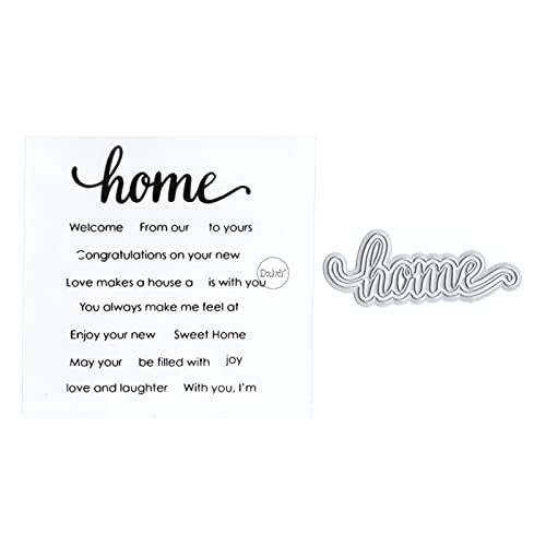 DzIxY Words Home transparente Stempel und Metall-Stanzformen-Sets für Kartenherstellung, Scrapbooking, Papierbedarf, Silikon-Dichtungen, Aufbewahrungstaschen von DzIxY