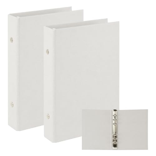 Dzmuero A5 Ringbuch 6 Ringe, 2 Stück Ringbuch A5 Nachfüllbar, Ordner zum Hinzufügen von Broschüren-Cover, Papiere, Lose Blätter (Weiß) von Dzmuero