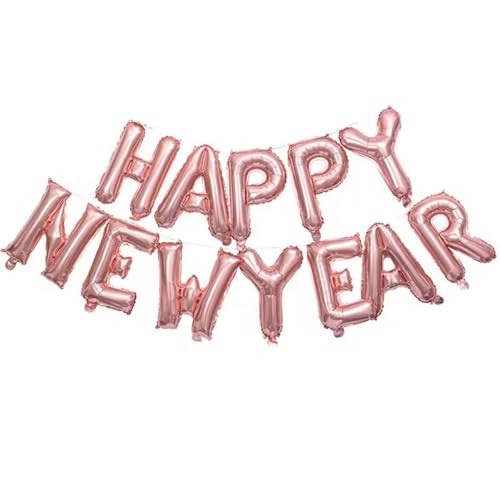 Dzrige 40,6 cm Happy New Year Ballon Banner Neujahr Folienballons Rose Gold Buchstaben Luftballons Kit für Neujahr Home Office Kamin Dekoration von Dzrige