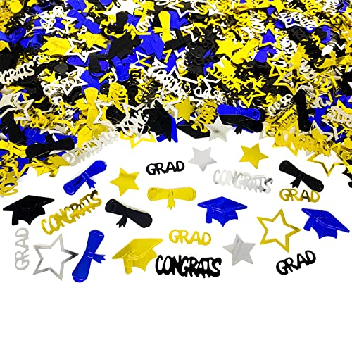 1000 Stück Abschlusskonfetti, Abschlussfeier, Party-Dekorationen für Zuhause, Uni, Senioren, Abschlussbälle, metallische Glitzer-Tischkonfetti-Streusel (blau) von Dzsplkg