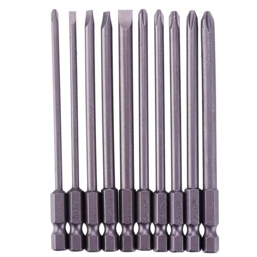 Dzxin 10 Stück Extra Lang Magnetisch Kreuzschlitz und Schlitz Kopf Schrauberbit Set, 1/4 Zoll Sechskant Schraubendreher Bits Satz Elektrischer Schraubendreher Werkzeuge für die Möbelmontage (100mm) Dzxin 10 Stück Extra Lang Magnetisch Kreuzschlitz und Schlitz Kopf Schrauberbit Set, 1/4 Zoll Sechskant Schraubendreher Bits Satz Elektrischer Schraubendreher Werkzeuge für die Möbelmontage (100mm) von Dzxin